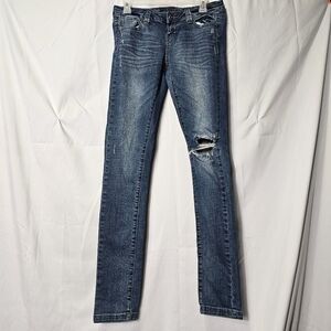 Blue asphalt jeans fashionista size 5 long ripped knees